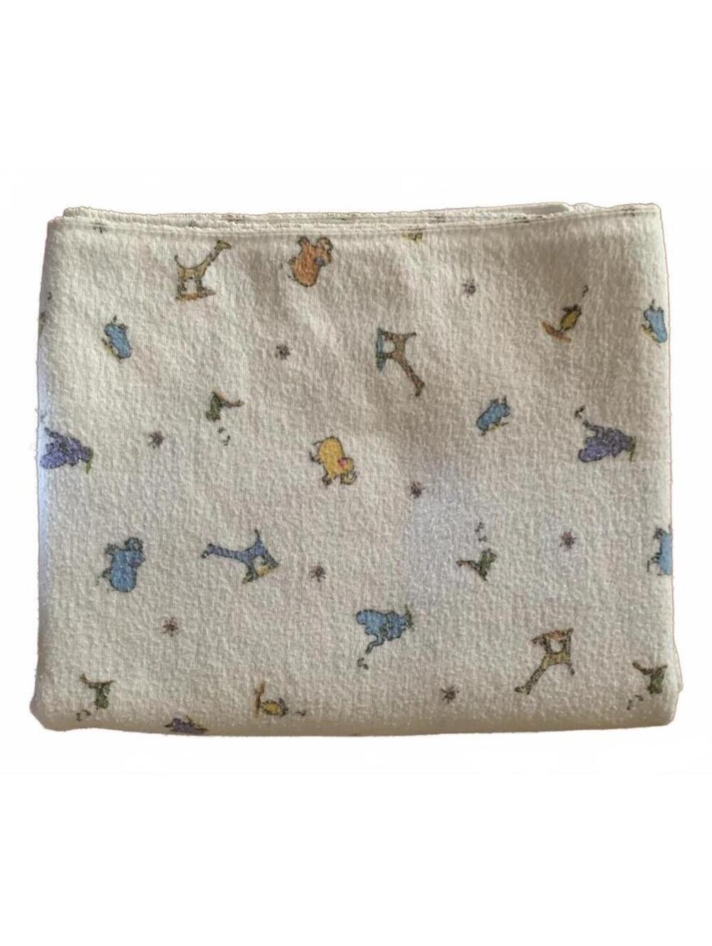 Carter's JOHN LENNON Flannel Receiving baby Crib Blanket White Animal Toss